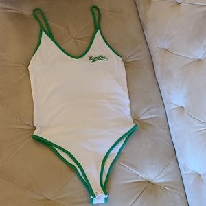 White and green bodysuit